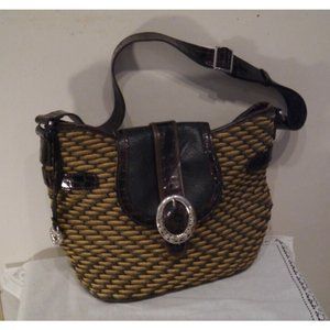 Brighton Brown Straw Raffia Woven Handbag Purse Shoulder Bag Boho Quiet Luxury